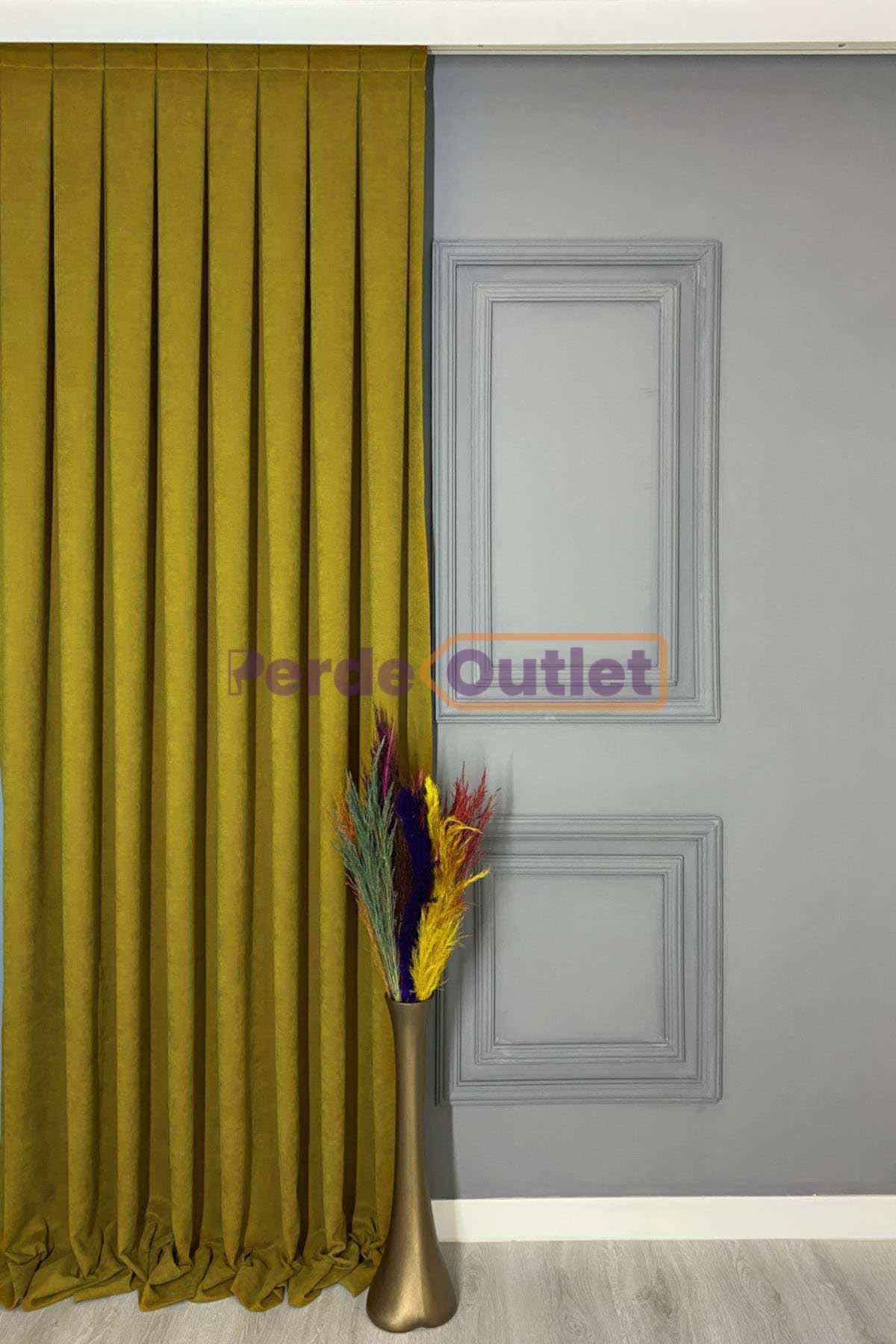 Hardal Düz Fon Perde Modeli Hardal Düz Fon Perde